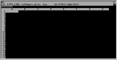 VisiCalc running in an MSDOS window